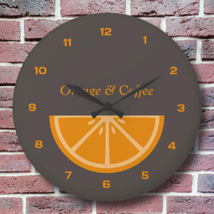 Orange Half-Slice Clock with Numbers
