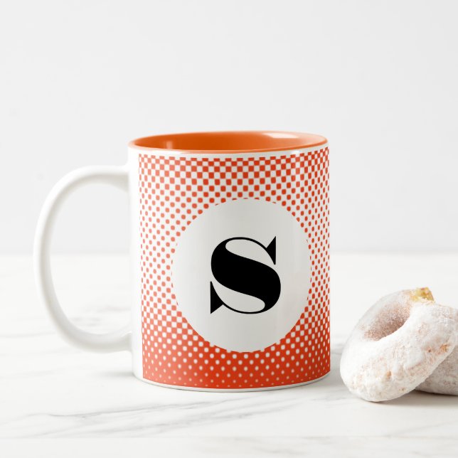 Orange Halftone Polka Dot Pattern Cup (With Donut)
