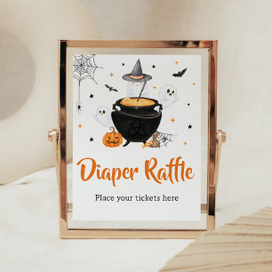 Orange Halloween Baby is Brewing Diaper Raffle Poster