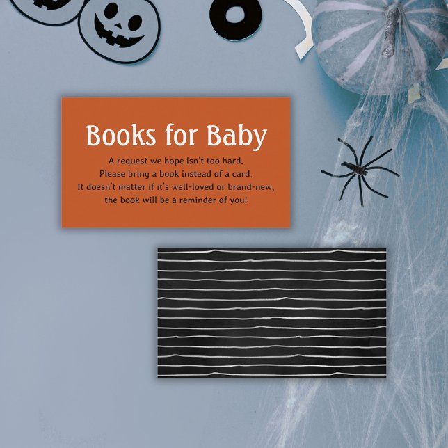 Orange Halloween Baby Shower Books For Baby Enclosure Card (Orange Halloween Baby Shower Books For Baby Enclosure Card)