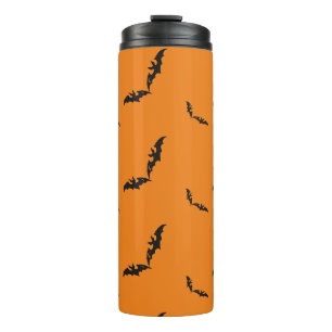 Orange Halloween/bat Thermal Tumbler