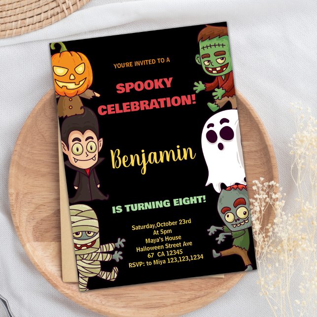 Orange Halloween Birthday Invitations (Orange Halloween Birthday Invitations)