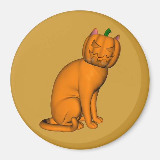 Orange Halloween Cat Magnet (Front)