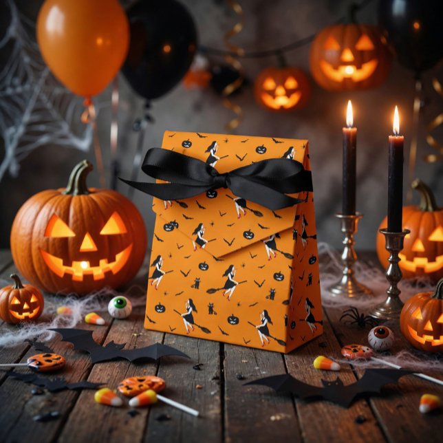 Orange Halloween Favour Box with Witches (Creator Uploaded)