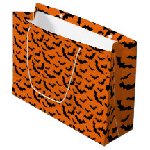 Orange Halloween Flying Bats Gift Bag, Bat
