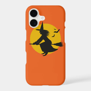 Orange Halloween Flying Witch Phone Case