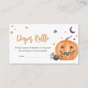 Orange Halloween Ghost Little Boo Diaper Raffle Enclosure Card