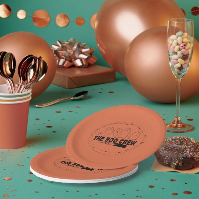 Orange Halloween Ghosts Paper Plate (Multi)