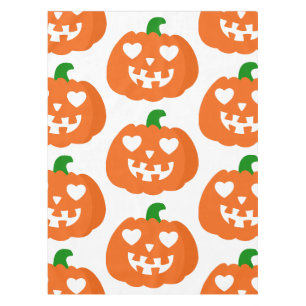 orange halloween heart pumpkin jack-o-lantern tablecloth