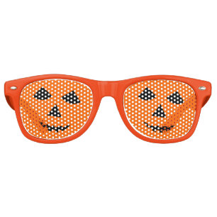 Orange Halloween Jack o Lantern Pumpkin Face Retro Sunglasses
