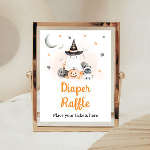 Orange Halloween Little Boo Diaper Raffle Sign