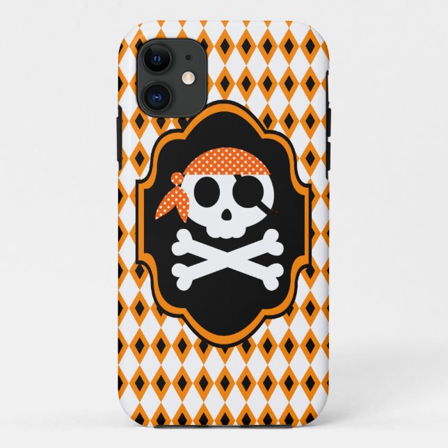 Orange Halloween Pirate Goth Phone Case (Back)