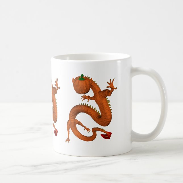 Orange Halloween Pumpkin Dragon Coffee Mug (Right)