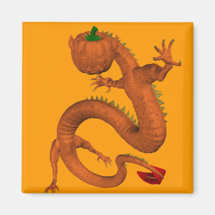 Orange Halloween Pumpkin Dragon Magnet