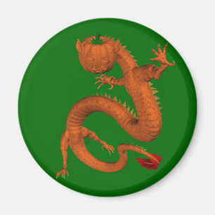 Orange Halloween Pumpkin Dragon Magnet
