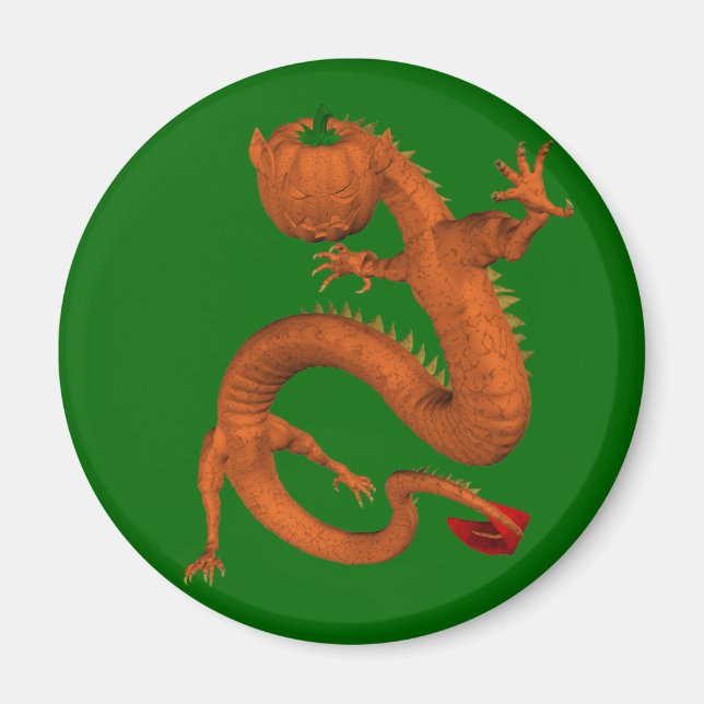 Orange Halloween Pumpkin Dragon Magnet (Front)