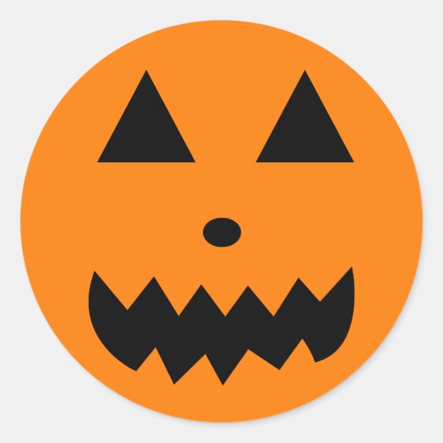 Orange Halloween Pumpkin Face Classic Round Sticker (Front)