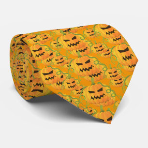 Orange Halloween  Pumpkin Pattern Tie