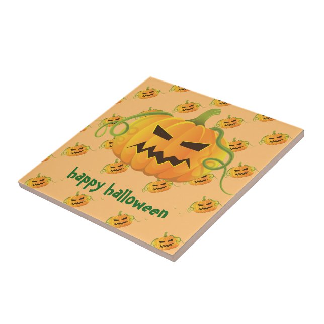 Orange Halloween Pumpkin Seamless Pattern Tile (Side)