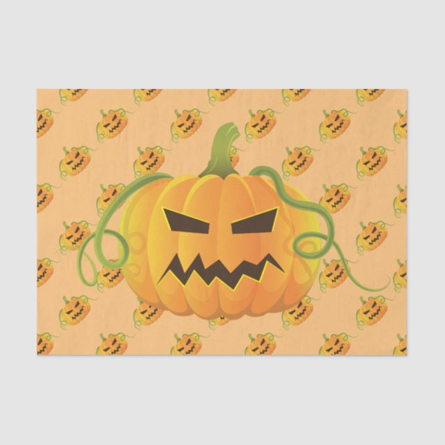 Orange Halloween Pumpkin Seamless Pattern Tissue Paper (Front)