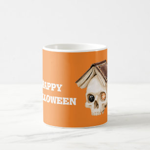 Orange Halloween Skull Book Coffee Mug