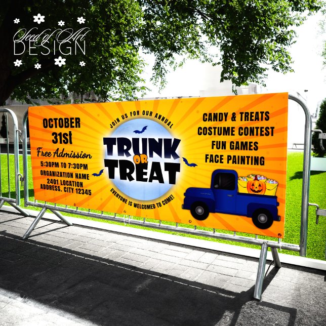 Orange Halloween Trunk or Treat Truck Pumpkin Banner (Creator Uploaded)