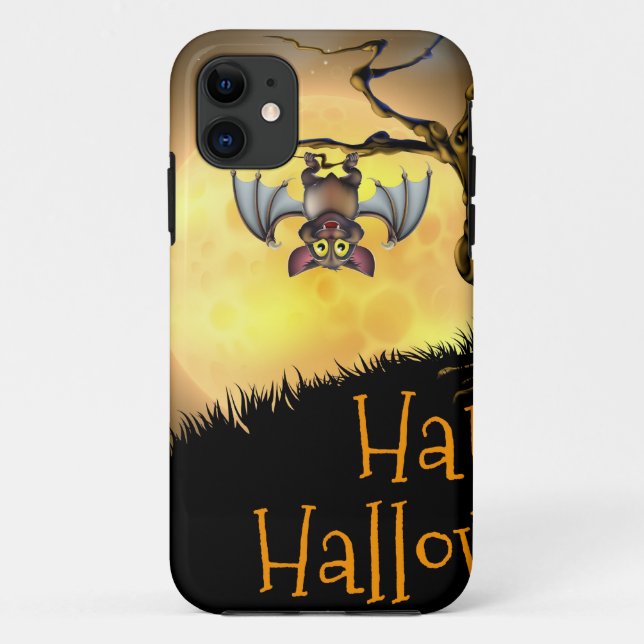 Orange Halloween Vampire Bat Background Case-Mate iPhone Case (Back)