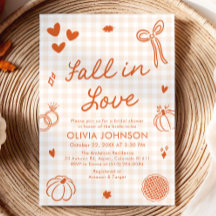 Orange Hand Drawn Fall in Love Bridal Shower