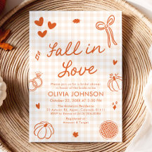 Orange Hand Drawn Fall in Love Bridal Shower