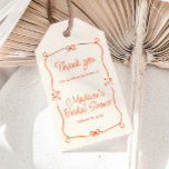 Orange Hand Drawn Frame Bridal Shower Thank You Gift Tags<br><div class="desc">Introducing our enchanting bridal shower thank you gift tags,  designed to make your special day even more memorable. These gift tags feature an orange hand-drawn doodle frame adorned with delicate bows and whimsical hearts and fully customisable text.</div>