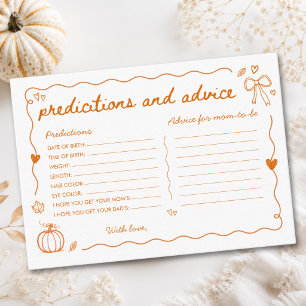 Orange Hand Drawn Pumpkin Doodle Fall Baby Shower Advice Card