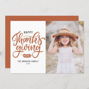 Orange Hand Lettering Happy Thanksgiving Photo