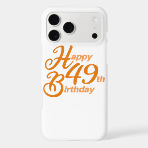 Orange Happy 49th Birthday cursive text