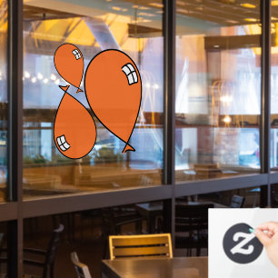 Orange Happy Balloons Three Sizes Window Cling