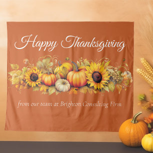Orange Happy Thanksgiving Party Pumpkin Patch Tapestry