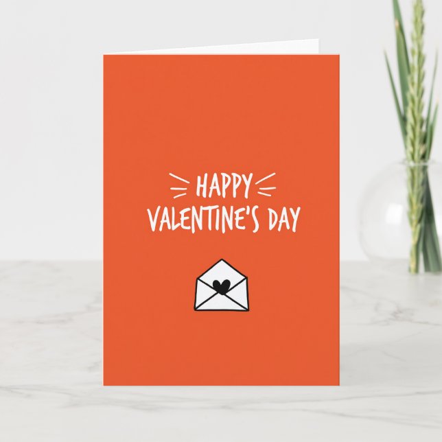 Orange Happy Valentines Day Card (Front)