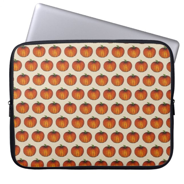 Orange Harvest Pumpkin Halloween Thanksgiving Fall Laptop Sleeve (Front)