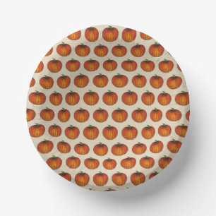 Orange Harvest Pumpkin Halloween Thanksgiving Fall Paper Plate