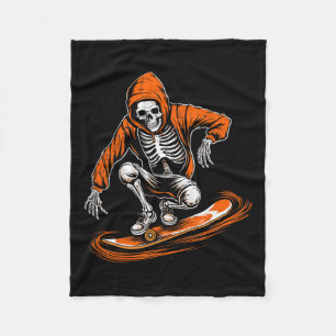Orange Hat Skater With Skateboard Halloween Costum Fleece Blanket