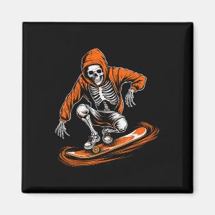 Orange Hat Skater With Skateboard Halloween Costum Magnet