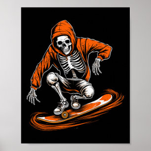 Orange Hat Skater With Skateboard Halloween Costum Poster