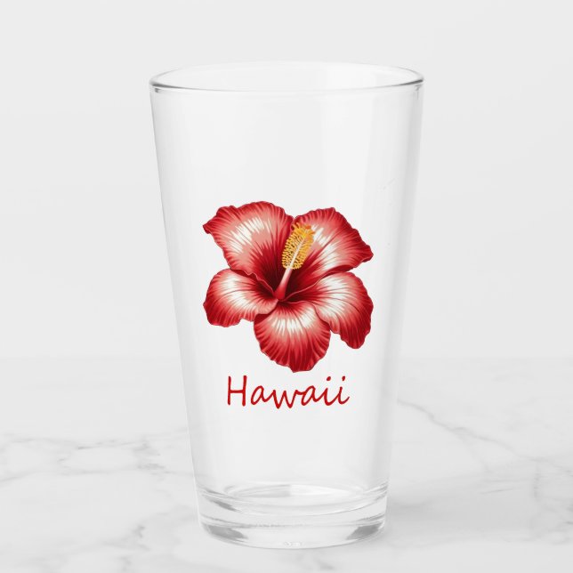 Orange hawaii hibiscus glass (Front)