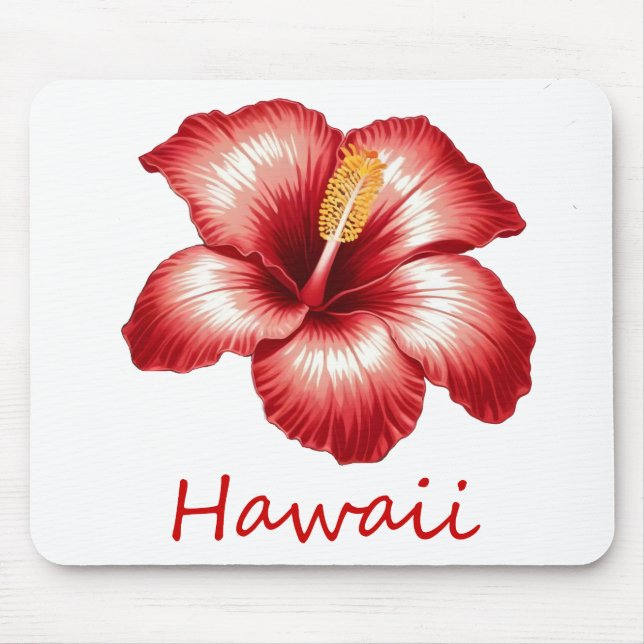 Orange hawaii hibiscus mouse pad (Front)