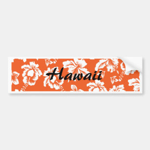 Orange Hawaiian Hibiscus Bumper Sticker
