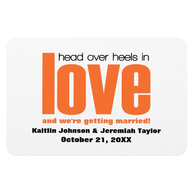 Orange Head Over Heels Save the Date Magnet (Horizontal)