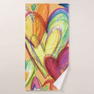 Orange Healing Hearts Art Towel