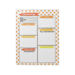 Orange Healthcare Student Pharmacology Template Notepad
