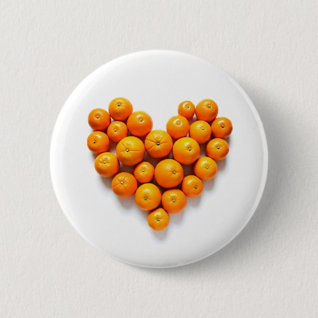 Orange Heart 6 Cm Round Badge (Front)