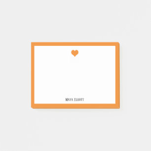 Orange Heart and Border on White with Name Post-it Notes