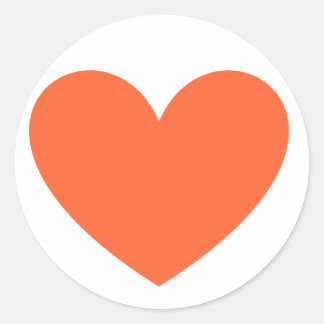 Orange Heart Classic Round Sticker